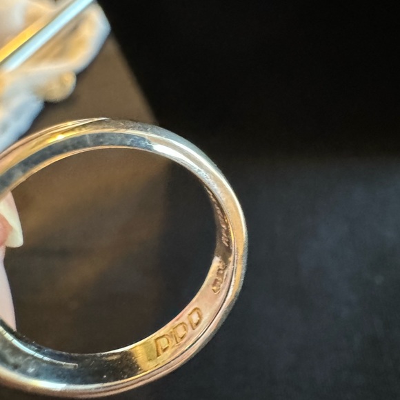 DDD Hammered Sterling silver Amber Size 7 Ring - Picture 6 of 10